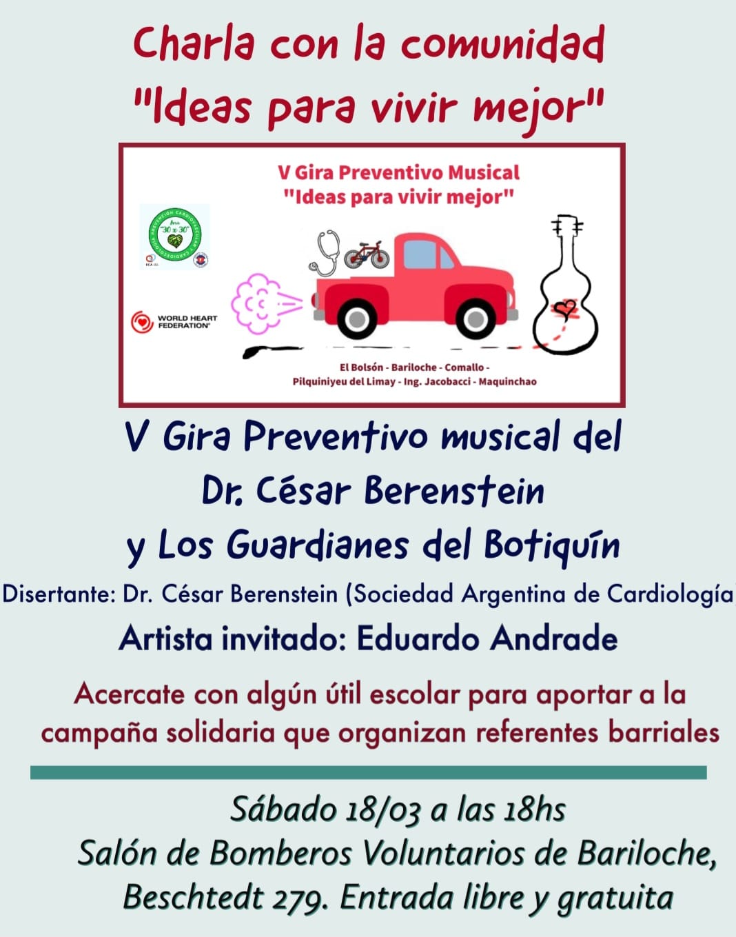 Invitan a la comunidad de Bariloche a la charla “Ideas para vivir mejor”